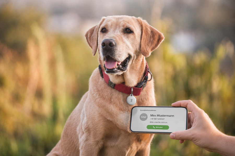 Hund mit ellio NFC Tag
