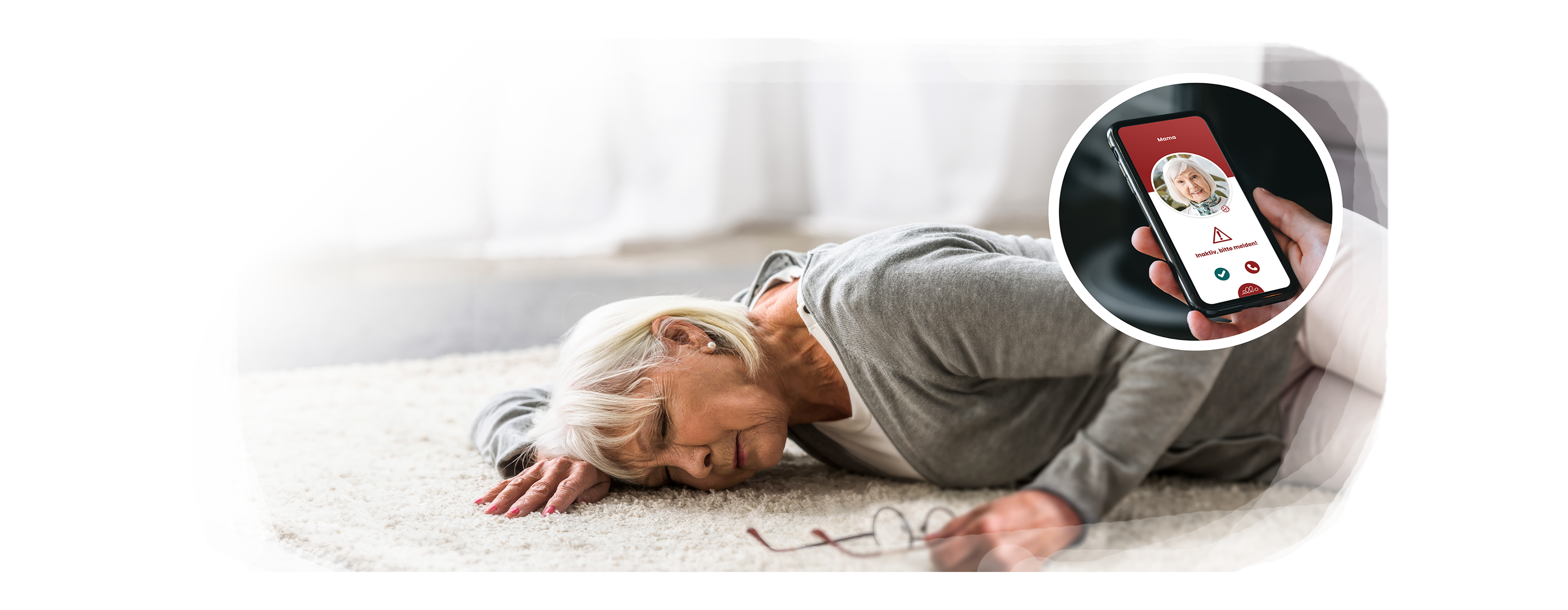 Oma geschützt durch Inaktivitätsmelder ellio